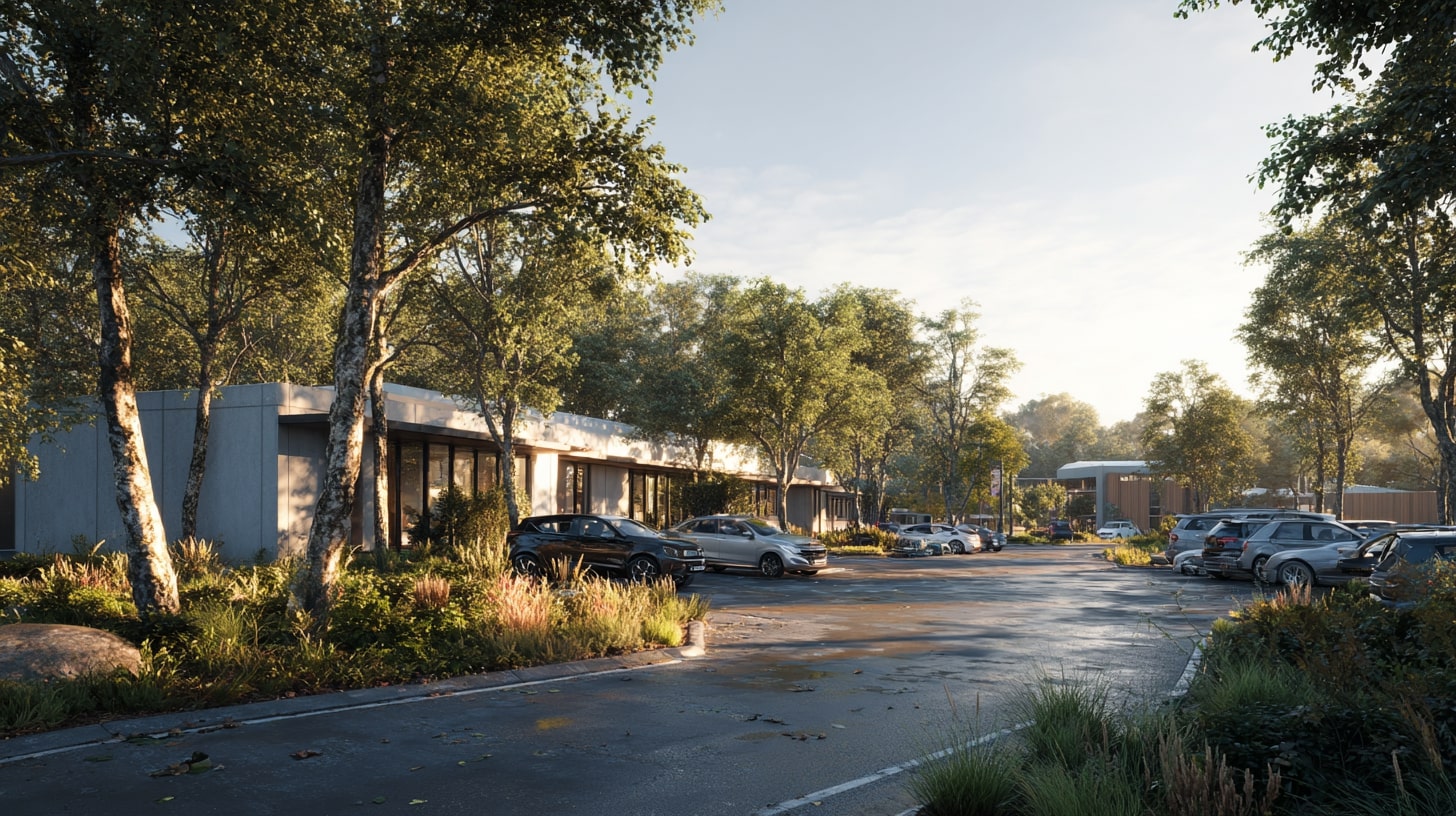 Zone d’activités économique intégrée dans un environnement arboré du Val d’Essonne.